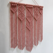 pink colour macrame wall hanging Rosina - Boho fiber art