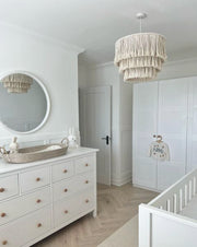 Tassel Light Shade For Bedroom, Living Room, Nursery - Cream Natural Fringe Ceiling Lampshade