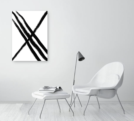 Black and White Abstract Art Print - Shama White A1