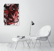 Large Abstract Art Print - Maddison Black Red White