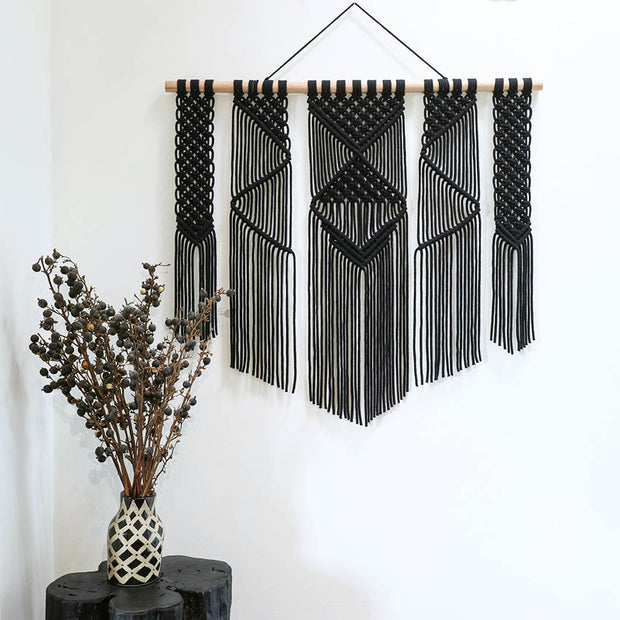 Black Macrame Wall Hanging - Presta 85x80cm: Black Wall Decor UK – The  Knotted Touch