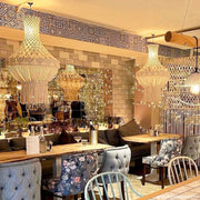 boho macrame chandelier pendant light restaurant lighting uk - tassel light shade