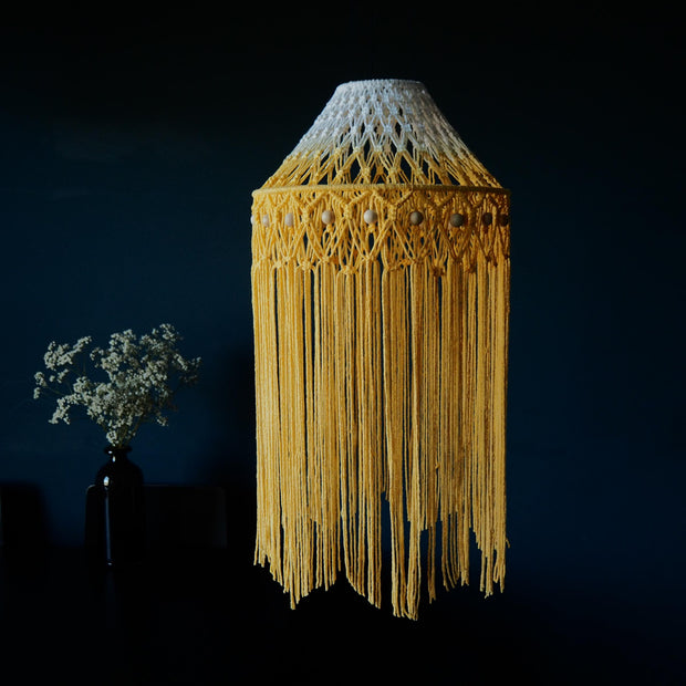 Boho macrame Light Shade, Yellow Ombre – Gabriela - tassel lampshades uk