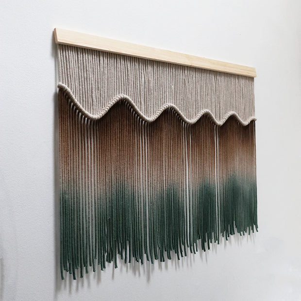 ombre wall hanging - dark green, brown, grey