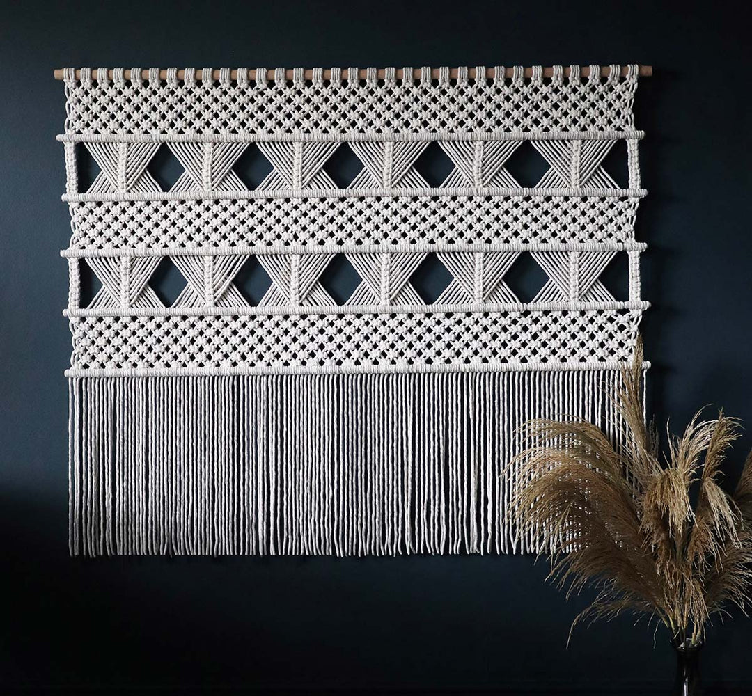 Large Wide Macrame Wall Hanging, Dumino: Modern Macrame Wall
