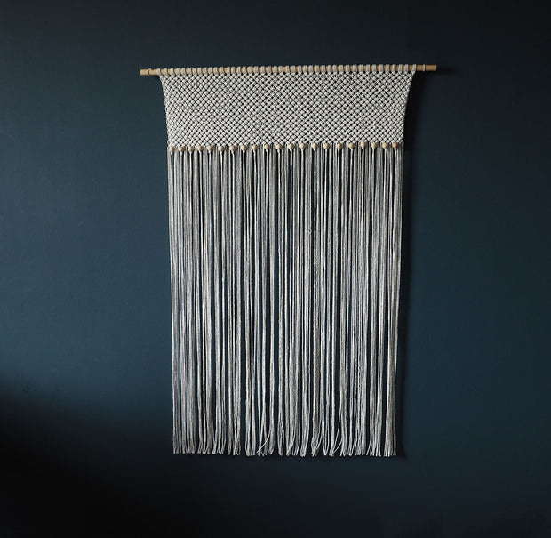 Macrame Curtain/Divider, Large Wall Hanging With Beads