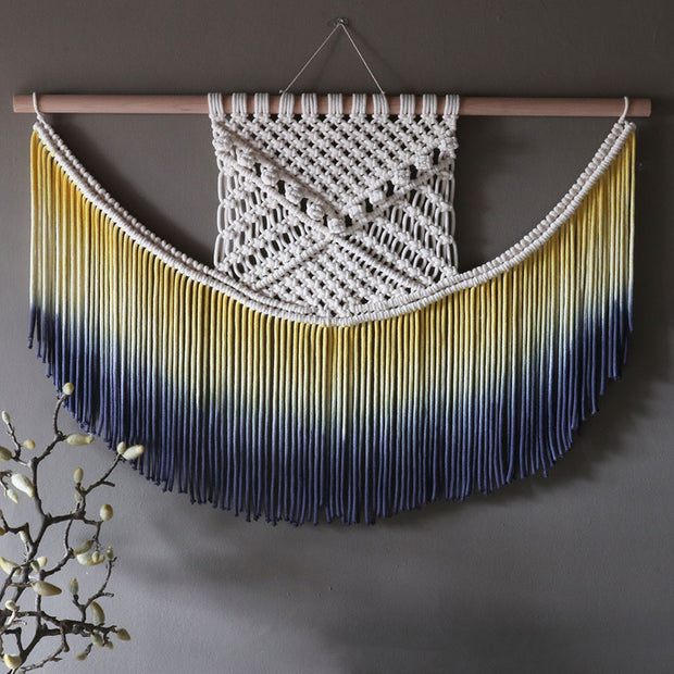 Ombre Yellow & Navy Blue Wall Hanging - The Knotted Touch UK