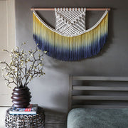 ombre blue and yellow wall hanging 