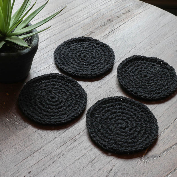 Boho Coasters – Set of 4 - Kona Natural & Black