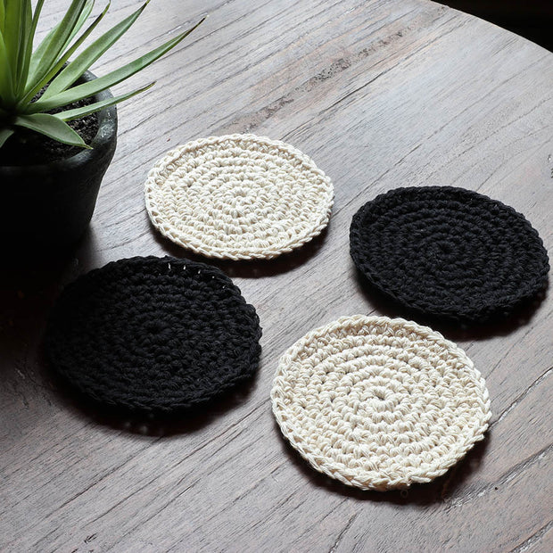 Boho Coasters – Set of 4 - Kona Natural & Black
